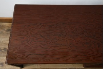 中古　高級品!!　高島屋デパート取り扱い　伝統技法　「杢目出し漆塗り」(根来漆塗り)　内部桐材　職人の技が光る!実用性とデザイン性を兼ね備えた座卓　(R-084452)