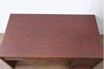 中古　高級品!!　高島屋デパート取り扱い　伝統技法　「杢目出し漆塗り」(根来漆塗り)　内部桐材　職人の技が光る!実用性とデザイン性を兼ね備えた座卓(文机、片袖机、座机、ローテーブル、ワークデスク)(R-084452)