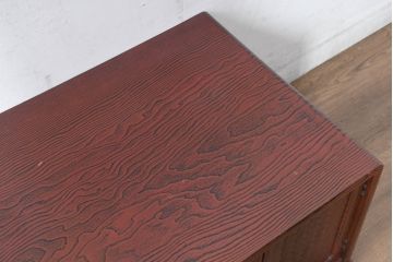 中古　高級品!!　高島屋デパート取り扱い　伝統技法　「杢目出し漆塗り」(根来漆塗り)　内部桐材　職人の技が光る!実用性とデザイン性を兼ね備えた座卓(文机、片袖机、座机、ローテーブル、ワークデスク)(R-084452)
