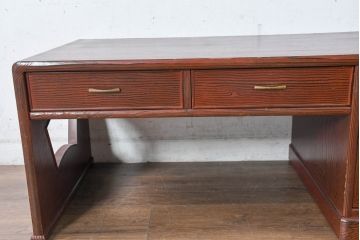 中古　高級品!!　高島屋デパート取り扱い　伝統技法　「杢目出し漆塗り」(根来漆塗り)　内部桐材　職人の技が光る!実用性とデザイン性を兼ね備えた座卓(文机、片袖机、座机、ローテーブル、ワークデスク)(R-084452)