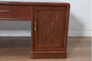 中古　高級品!!　高島屋デパート取り扱い　伝統技法　「杢目出し漆塗り」(根来漆塗り)　内部桐材　職人の技が光る!実用性とデザイン性を兼ね備えた座卓(文机、片袖机、座机、ローテーブル、ワークデスク)(R-084452)