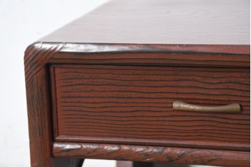 中古　高級品!!　高島屋デパート取り扱い　伝統技法　「杢目出し漆塗り」(根来漆塗り)　内部桐材　職人の技が光る!実用性とデザイン性を兼ね備えた座卓(文机、片袖机、座机、ローテーブル、ワークデスク)(R-084452)