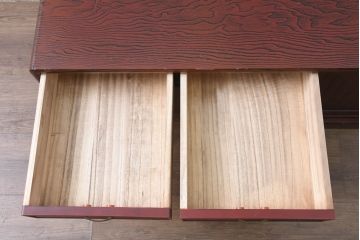 中古　高級品!!　高島屋デパート取り扱い　伝統技法　「杢目出し漆塗り」(根来漆塗り)　内部桐材　職人の技が光る!実用性とデザイン性を兼ね備えた座卓(文机、片袖机、座机、ローテーブル、ワークデスク)(R-084452)