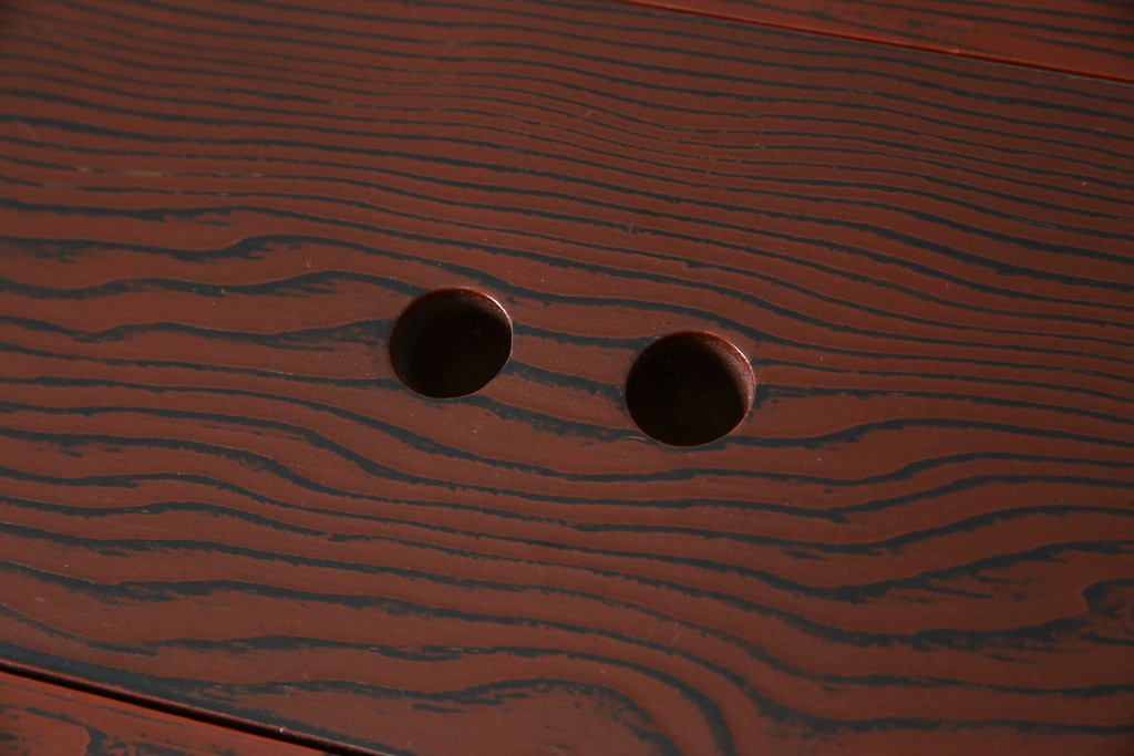 中古　美品　高級品!!　高島屋デパート取り扱い　伝統技法　「杢目出し漆塗り」(根来漆塗り)　内部桐材　細部まで職人のこだわりを感じる上ブタ付きの小引き出し(卓上収納、小物収納)(R-084454)