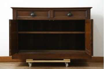 和製アンティーク　逸品!!　大正ロマン　タモ材　意匠を凝らしたデザインが魅力的な古い洋館のキャビネット　(R-084455)