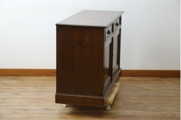 和製アンティーク　逸品!!　大正ロマン　タモ材　意匠を凝らしたデザインが魅力的な古い洋館のキャビネット　(R-084455)