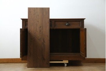 和製アンティーク　逸品!!　大正ロマン　タモ材　意匠を凝らしたデザインが魅力的な古い洋館のキャビネット　(R-084455)