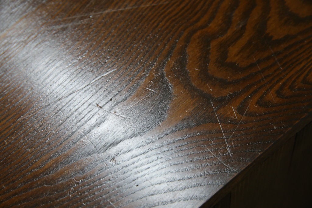 和製アンティーク　逸品!!　大正ロマン　タモ材　意匠を凝らしたデザインが魅力的な古い洋館のキャビネット　(R-084455)