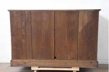 和製アンティーク　逸品!!　大正ロマン　タモ材　意匠を凝らしたデザインが魅力的な古い洋館のキャビネット(サイドキャビネット、収納棚、戸棚)(R-084455)