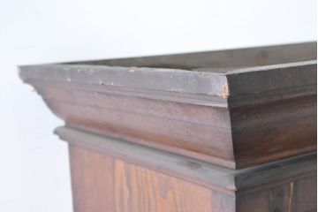 和製アンティーク　逸品!!　大正ロマン　タモ材　ガラスの取っ手がポイント!意匠を凝らしたデザインが魅力的な古い洋館の二段重ねキャビネット(食器棚、カップボード、収納棚、戸棚、飾り棚、バラ売り可能)(R-084457)