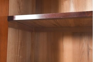 和製アンティーク　暮らしに溶け込む昭和レトロな温もりあふれる重ねガラス戸棚(食器棚、収納棚、キャビネット、本箱、書棚、陳列棚、飾り棚、ディスプレイ棚、店舗什器、バラ売り可能)(R-084458)