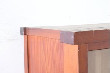 和製アンティーク　暮らしに溶け込む昭和レトロな温もりあふれる重ねガラス戸棚(食器棚、収納棚、キャビネット、本箱、書棚、陳列棚、飾り棚、ディスプレイ棚、店舗什器、バラ売り可能)(R-084461)