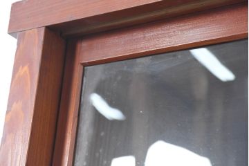 和製アンティーク　暮らしに溶け込む昭和レトロな温もりあふれる重ねガラス戸棚(食器棚、収納棚、キャビネット、本箱、書棚、陳列棚、飾り棚、ディスプレイ棚、店舗什器、バラ売り可能)(R-084461)