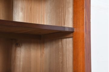 和製アンティーク　暮らしに溶け込む昭和レトロな温もりあふれる重ねガラス戸棚(食器棚、収納棚、キャビネット、本箱、書棚、陳列棚、飾り棚、ディスプレイ棚、店舗什器、バラ売り可能)(R-084461)