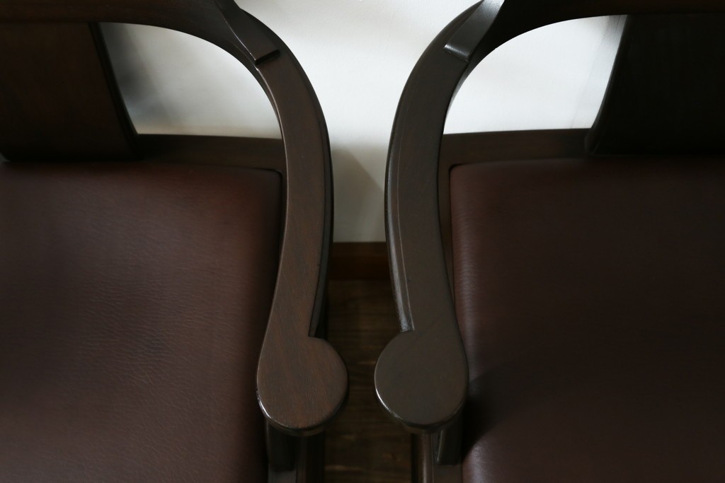 和製ビンテージ　北海道旭川家具 インテリアセンター(カンディハウス)　 Hock(ホック)　上質な座り心地と美しい木製フレームが魅力のアームチェア4脚セット　(R-084466)