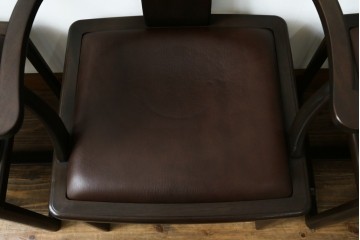 和製ビンテージ　北海道旭川家具 インテリアセンター(カンディハウス)　 Hock(ホック)　上質な座り心地と美しい木製フレームが魅力のアームチェア4脚セット　(R-084466)