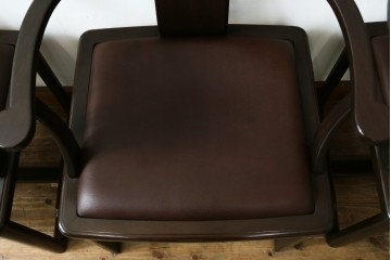 和製ビンテージ　北海道旭川家具 インテリアセンター(カンディハウス)　 Hock(ホック)　上質な座り心地と美しい木製フレームが魅力のアームチェア4脚セット　(R-084466)