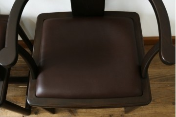和製ビンテージ　北海道旭川家具 インテリアセンター(カンディハウス)　 Hock(ホック)　上質な座り心地と美しい木製フレームが魅力のアームチェア4脚セット　(R-084466)