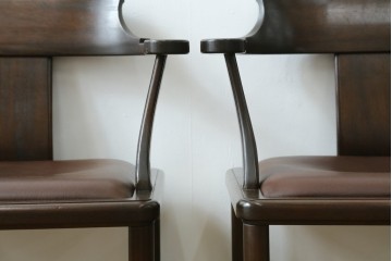 和製ビンテージ　北海道旭川家具 インテリアセンター(カンディハウス)　 Hock(ホック)　上質な座り心地と美しい木製フレームが魅力のアームチェア4脚セット　(R-084466)