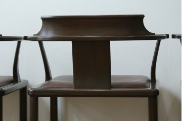 和製ビンテージ　北海道旭川家具 インテリアセンター(カンディハウス)　 Hock(ホック)　上質な座り心地と美しい木製フレームが魅力のアームチェア4脚セット　(R-084466)