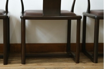 和製ビンテージ　北海道旭川家具 インテリアセンター(カンディハウス)　 Hock(ホック)　上質な座り心地と美しい木製フレームが魅力のアームチェア4脚セット　(R-084466)