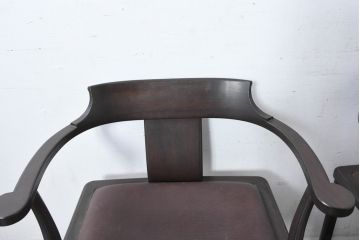 和製ビンテージ　北海道旭川家具 インテリアセンター(カンディハウス)　 Hock(ホック)　上質な座り心地と美しい木製フレームが魅力のアームチェア4脚セット(ダイニングチェア、イス、椅子、ヴィンテージ、バラ売り可能)(R-084466)