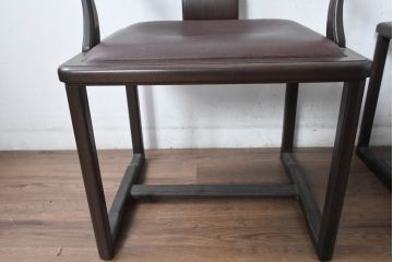 和製ビンテージ　北海道旭川家具 インテリアセンター(カンディハウス)　 Hock(ホック)　上質な座り心地と美しい木製フレームが魅力のアームチェア4脚セット(ダイニングチェア、イス、椅子、ヴィンテージ、バラ売り可能)(R-084466)