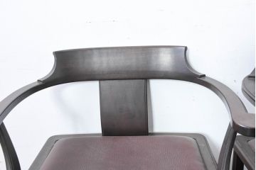和製ビンテージ　旭川家具　インテリアセンター　現CONDE HOUSE(カンディハウス)　HOCK(ホック)　落ち着いた和モダンの空間を演出するダイニングチェア4脚セット(アームチェア、イス、椅子、バラ売り可能、ヴィンテージ)(R-084467)