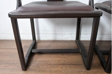 和製ビンテージ　旭川家具　インテリアセンター　現CONDE HOUSE(カンディハウス)　HOCK(ホック)　落ち着いた和モダンの空間を演出するダイニングチェア4脚セット(アームチェア、イス、椅子、バラ売り可能、ヴィンテージ)(R-084467)