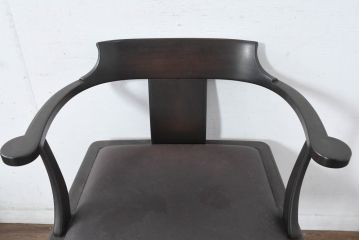 和製ビンテージ　旭川家具　インテリアセンター　現CONDE HOUSE(カンディハウス)　HOCK(ホック)　落ち着いた和モダンの空間を演出するダイニングチェア4脚セット(アームチェア、イス、椅子、バラ売り可能、ヴィンテージ)(R-084467)