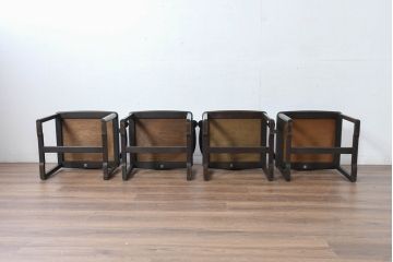 和製ビンテージ　旭川家具　インテリアセンター　現CONDE HOUSE(カンディハウス)　HOCK(ホック)　落ち着いた和モダンの空間を演出するダイニングチェア4脚セット(アームチェア、イス、椅子、バラ売り可能、ヴィンテージ)(R-084467)