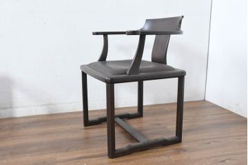 和製ビンテージ　旭川家具　インテリアセンター　現CONDE HOUSE(カンディハウス)　HOCK(ホック)　落ち着いた和モダンの空間を演出するダイニングチェア4脚セット(アームチェア、イス、椅子、バラ売り可能、ヴィンテージ)(R-084467)