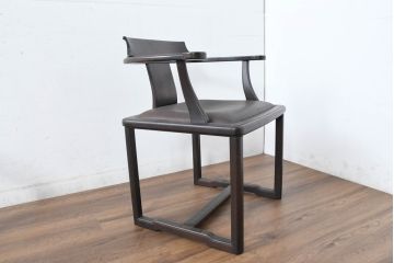 和製ビンテージ　旭川家具　インテリアセンター　現CONDE HOUSE(カンディハウス)　HOCK(ホック)　落ち着いた和モダンの空間を演出するダイニングチェア4脚セット(アームチェア、イス、椅子、バラ売り可能、ヴィンテージ)(R-084467)
