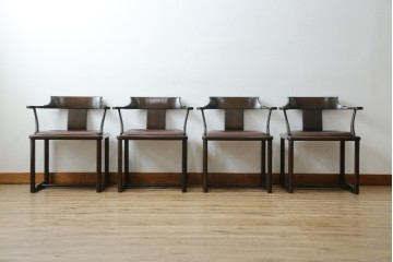 和製ビンテージ　旭川家具　インテリアセンター　現CONDE HOUSE(カンディハウス)　HOCK(ホック)　落ち着いた和モダンの空間を演出するダイニングチェア4脚セット　(R-084467)