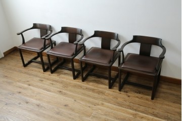 和製ビンテージ　旭川家具　インテリアセンター　現CONDE HOUSE(カンディハウス)　HOCK(ホック)　落ち着いた和モダンの空間を演出するダイニングチェア4脚セット　(R-084467)