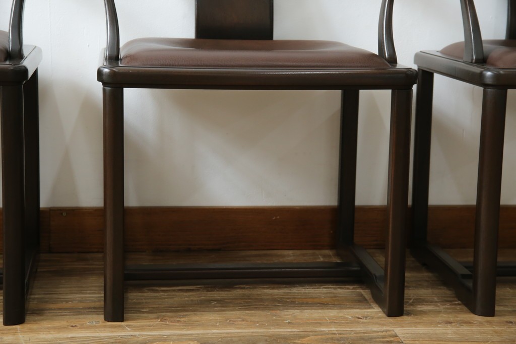 和製ビンテージ　旭川家具　インテリアセンター　現CONDE HOUSE(カンディハウス)　HOCK(ホック)　落ち着いた和モダンの空間を演出するダイニングチェア4脚セット　(R-084467)