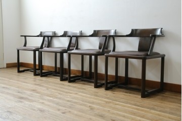 和製ビンテージ　旭川家具　インテリアセンター　現CONDE HOUSE(カンディハウス)　HOCK(ホック)　落ち着いた和モダンの空間を演出するダイニングチェア4脚セット　(R-084467)