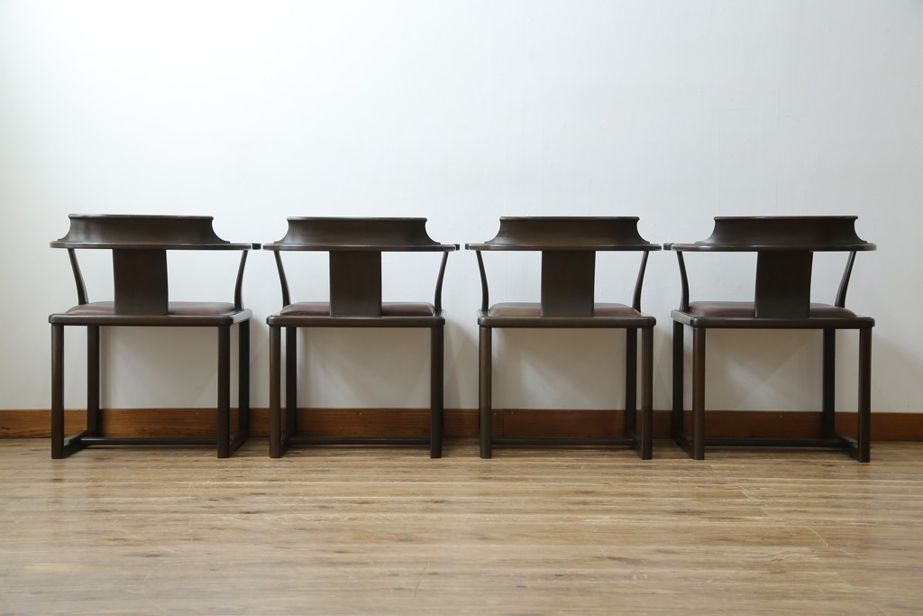 和製ビンテージ　旭川家具　インテリアセンター　現CONDE HOUSE(カンディハウス)　HOCK(ホック)　落ち着いた和モダンの空間を演出するダイニングチェア4脚セット　(R-084467)