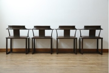 和製ビンテージ　旭川家具　インテリアセンター　現CONDE HOUSE(カンディハウス)　HOCK(ホック)　落ち着いた和モダンの空間を演出するダイニングチェア4脚セット　(R-084467)