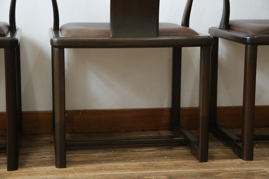和製ビンテージ　旭川家具　インテリアセンター　現CONDE HOUSE(カンディハウス)　HOCK(ホック)　落ち着いた和モダンの空間を演出するダイニングチェア4脚セット　(R-084467)