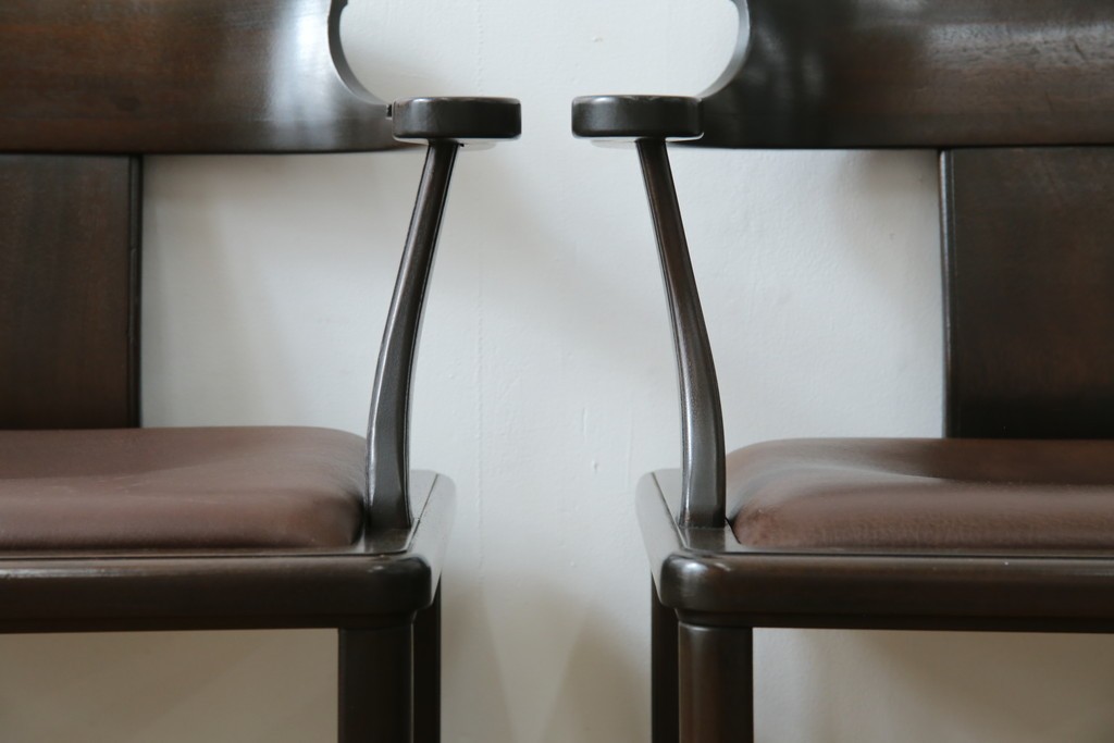 和製ビンテージ　旭川家具　インテリアセンター　現CONDE HOUSE(カンディハウス)　HOCK(ホック)　落ち着いた和モダンの空間を演出するダイニングチェア4脚セット　(R-084467)