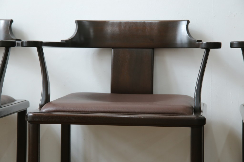 和製ビンテージ　旭川家具　インテリアセンター　現CONDE HOUSE(カンディハウス)　HOCK(ホック)　落ち着いた和モダンの空間を演出するダイニングチェア4脚セット　(R-084467)