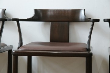 和製ビンテージ　旭川家具　インテリアセンター　現CONDE HOUSE(カンディハウス)　HOCK(ホック)　落ち着いた和モダンの空間を演出するダイニングチェア4脚セット　(R-084467)