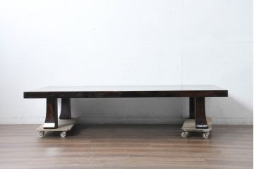 和製ビンテージ　美品　激レア!!　希少　シャム柿(ジリコテ)材　無垢材　唯一無二の存在感を放つ美しい杢目が印象的な座卓(テーブルトップ、ローテーブル、センターテーブル、リビングテーブル、ヴィンテージ)(R-084468)