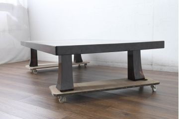 和製ビンテージ　美品　激レア!!　希少　シャム柿(ジリコテ)材　無垢材　唯一無二の存在感を放つ美しい杢目が印象的な座卓(テーブルトップ、ローテーブル、センターテーブル、リビングテーブル、ヴィンテージ)(R-084468)