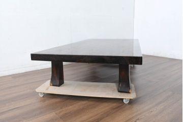 和製ビンテージ　美品　激レア!!　希少　シャム柿(ジリコテ)材　無垢材　唯一無二の存在感を放つ美しい杢目が印象的な座卓(テーブルトップ、ローテーブル、センターテーブル、リビングテーブル、ヴィンテージ)(R-084468)