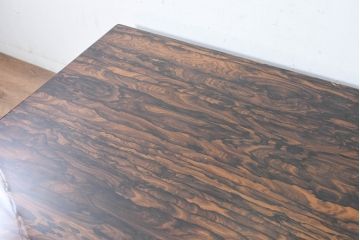 和製ビンテージ　美品　激レア!!　希少　シャム柿(ジリコテ)材　無垢材　唯一無二の存在感を放つ美しい杢目が印象的な座卓(テーブルトップ、ローテーブル、センターテーブル、リビングテーブル、ヴィンテージ)(R-084468)
