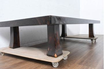 和製ビンテージ　美品　激レア!!　希少　シャム柿(ジリコテ)材　無垢材　唯一無二の存在感を放つ美しい杢目が印象的な座卓(テーブルトップ、ローテーブル、センターテーブル、リビングテーブル、ヴィンテージ)(R-084468)