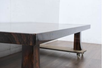 和製ビンテージ　美品　激レア!!　希少　シャム柿(ジリコテ)材　無垢材　唯一無二の存在感を放つ美しい杢目が印象的な座卓(テーブルトップ、ローテーブル、センターテーブル、リビングテーブル、ヴィンテージ)(R-084468)