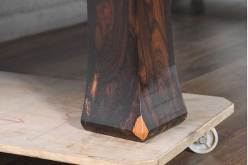 和製ビンテージ　美品　激レア!!　希少　シャム柿(ジリコテ)材　無垢材　唯一無二の存在感を放つ美しい杢目が印象的な座卓(テーブルトップ、ローテーブル、センターテーブル、リビングテーブル、ヴィンテージ)(R-084468)